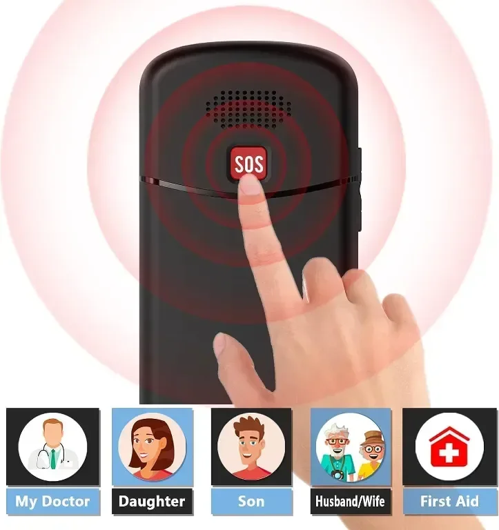 Мобилен телефон Tosaju 4G за възрастни, големи бутони, отключен, LCD дисплей, SOS бутон, 1000 mAh — снимка 5