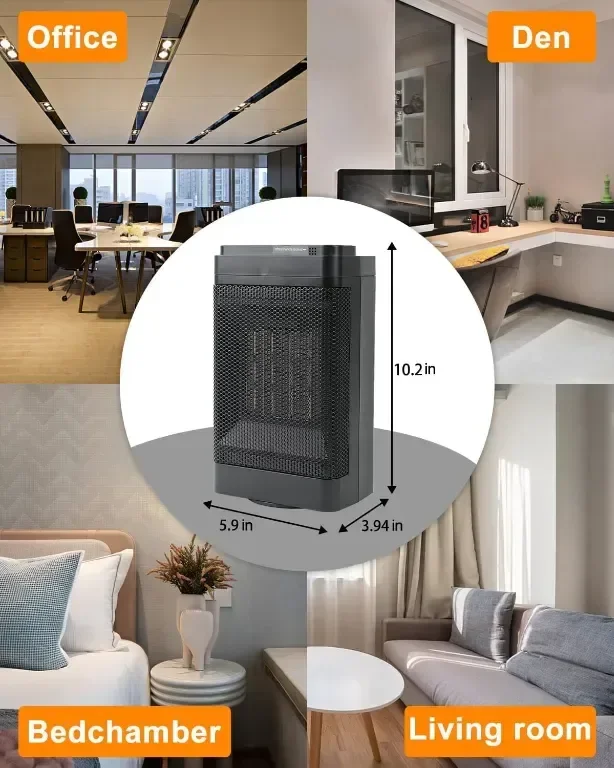 Електрически нагревател UZIMOO - 1500 W с дистанционно, 70° осцилация, 12H таймер, 3 режима — снимка 7