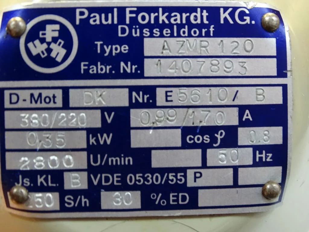 Електрозатегащо устройство Forkardt AZMP 120 electro actuator 2800min-1 — снимка 7