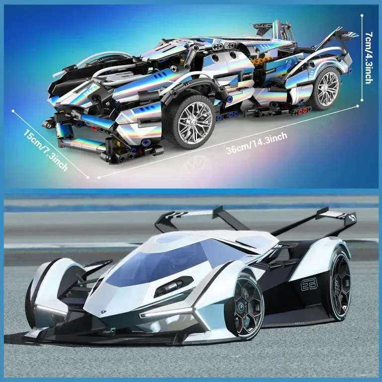BAKA Technic Комплект за построяване на състезателна кола - V12 Speed ​​Model Cars Kit, 1314 части — снимка 5