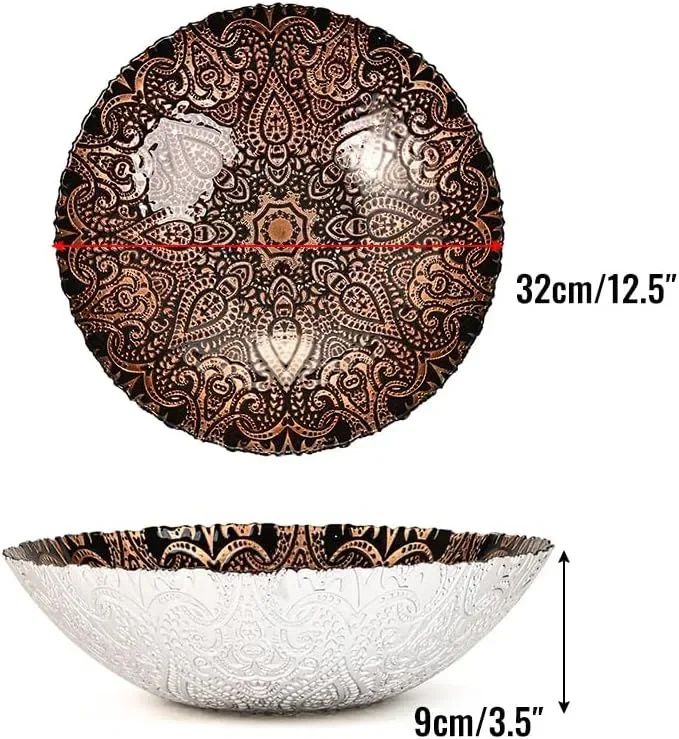 2 стъклени купи Sungmor за салата и плодове, черно-златисти, Ø31,75 см — снимка 2
