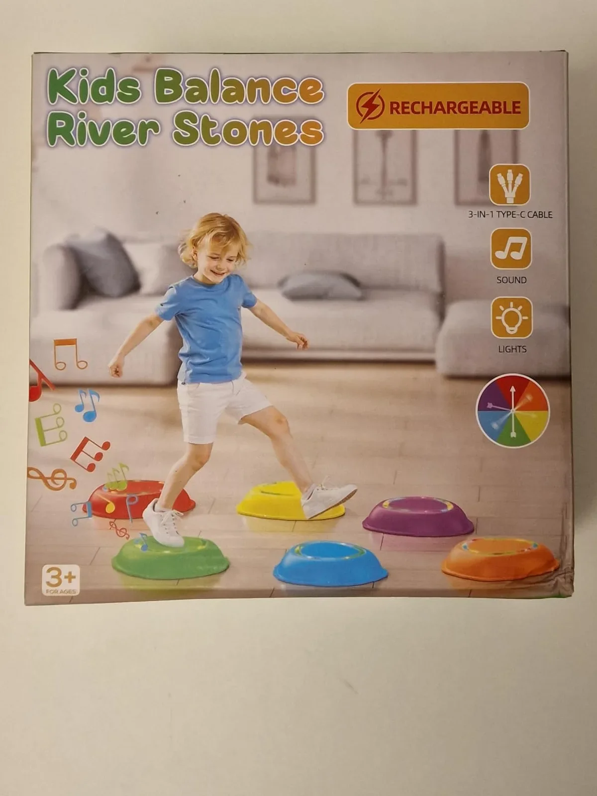 Kids Balance River Stones – сензорни стъпала за баланс с LED светлини, 3+ (неплъзгащи) — снимка 6
