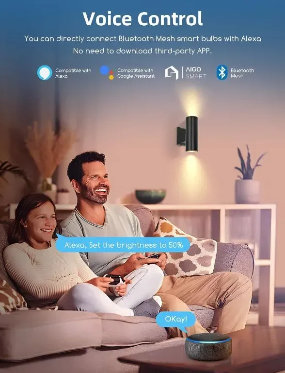 Интелигентни външни стенни осветителни тела Aigostar, от мрежата с GU10 Mesh Smart Bulb, 2 броя — снимка 2