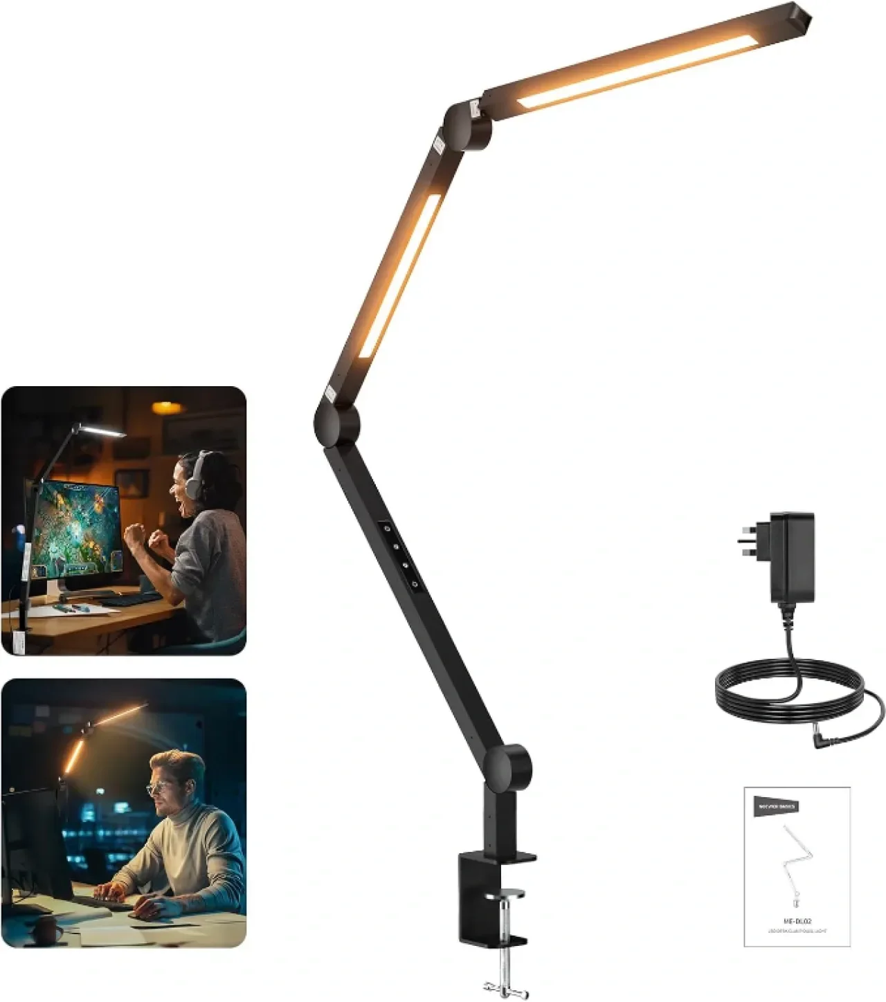 LED лампа NEEWER 108 см с щипка и двойна светлинна лента за бюро, 12W, CRI95+, ME-DL02