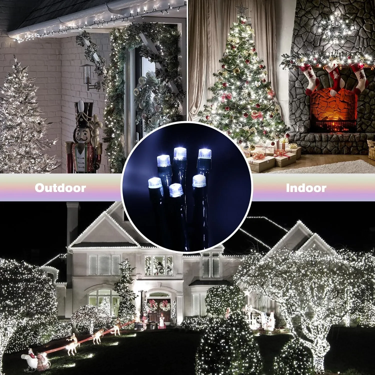 Коледни LED лампички за декорация 20+5 м, 200 LED, със сензор за движение и коледна музика — снимка 4