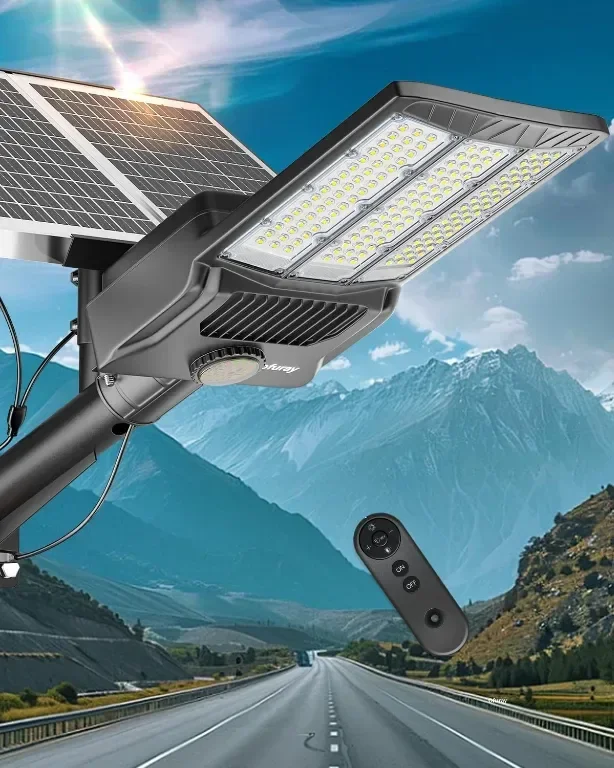 Ofuray Of-10000W соларна улична лампа с дистанционно, 6500К, IP67 — снимка 2