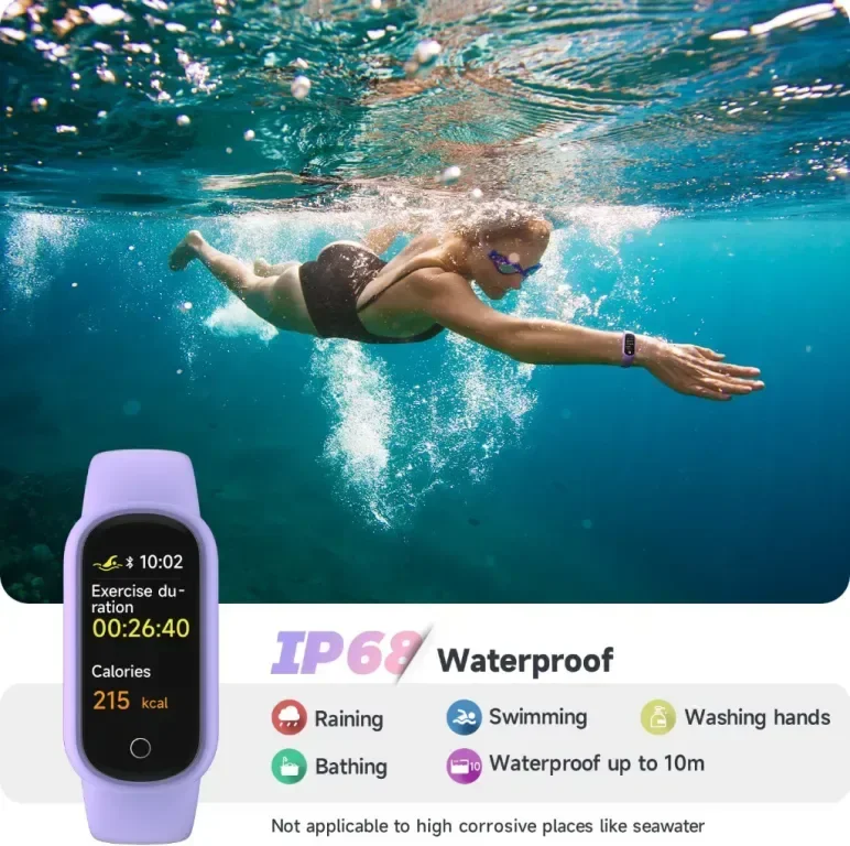 TOOBUR Смарт часовник за жени, водоустойчив IP68, съвместим с Android iOS, лилав — снимка 4