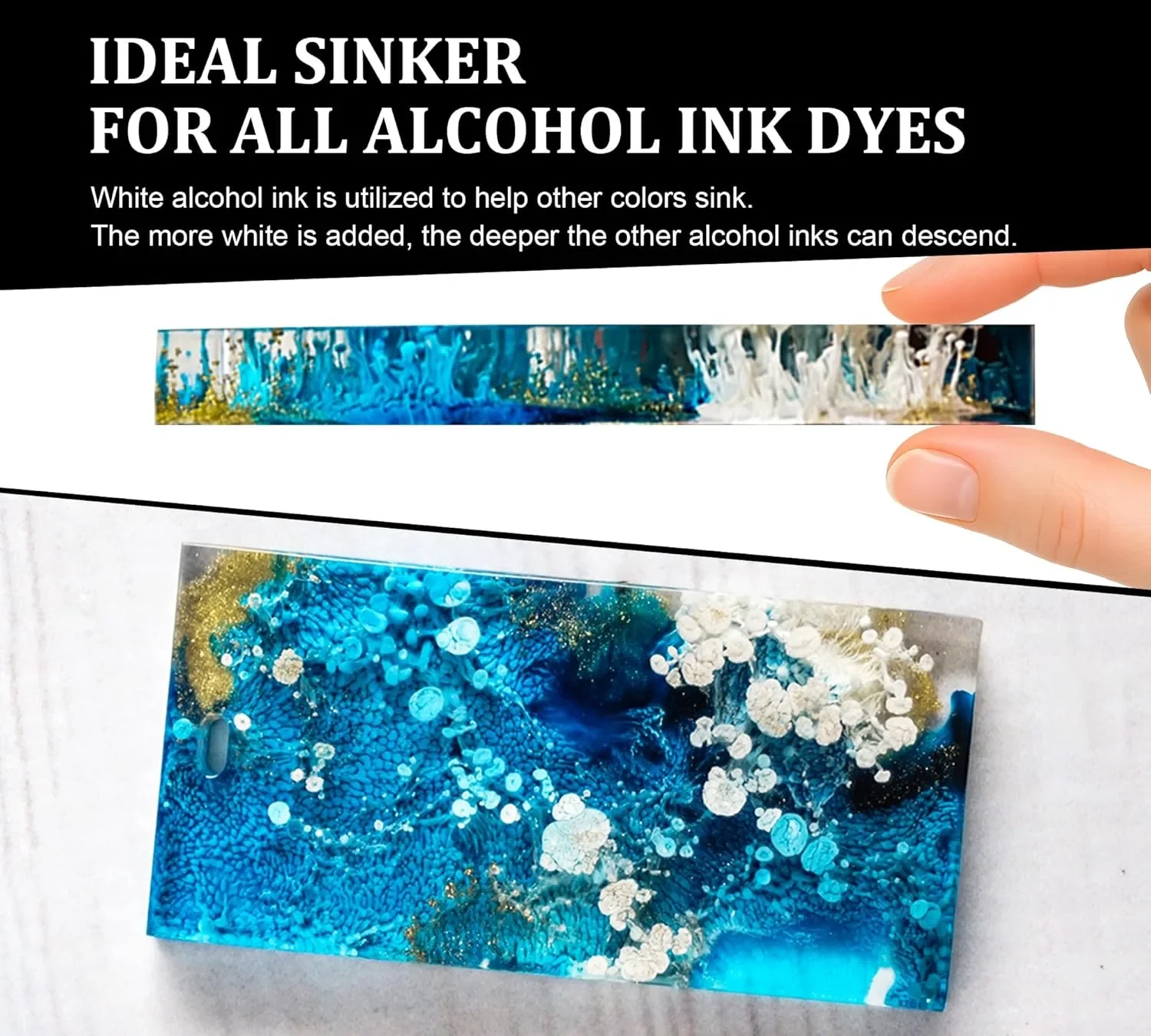 Алкохолно мастило Sinker за епоксидна смола, YuncCraft, White, 100 мл — снимка 4