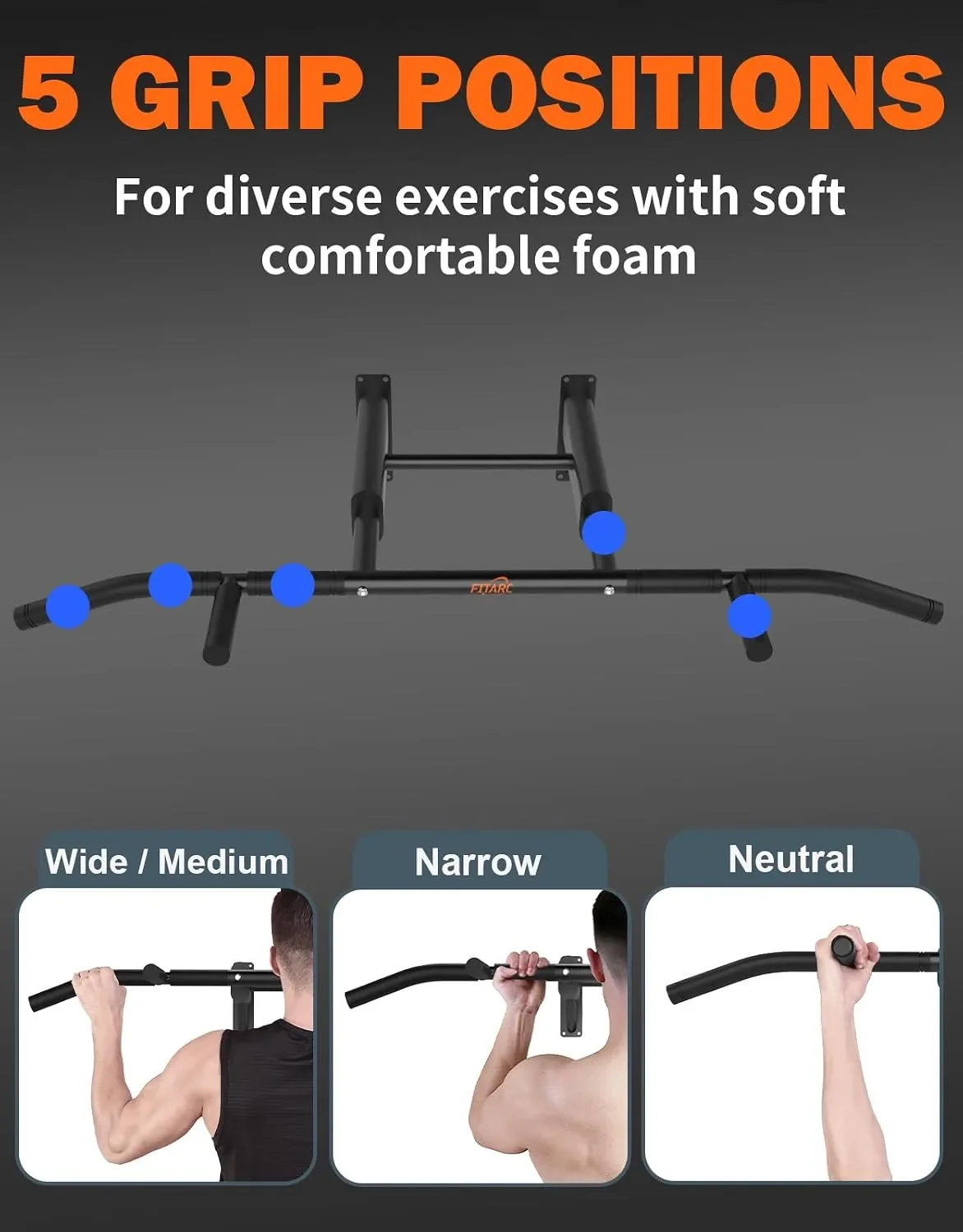 Щанга за набирания (pull-up bar) FITARC за стенен монтаж, до 200 кг — снимка 5