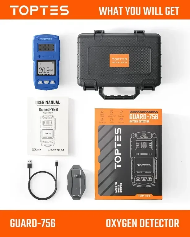 TopTes Guard-756 O2 монитор, преносим кислороден детектор,0,5s реакция — снимка 7