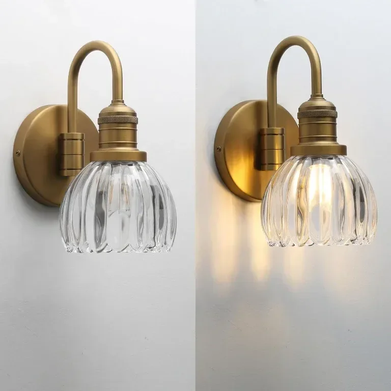 Стенна лампа JIMUBEAM Vintage Gooseneck с прозрачен стъклен абажур тип лале — снимка 6