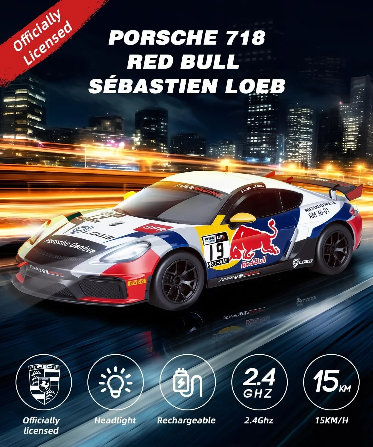 RC автомобил 1:14 Porsche 718 Cayman GT4 ClubSport MR на 2.4GHz с дистанционно, светлини и батерия — снимка 2