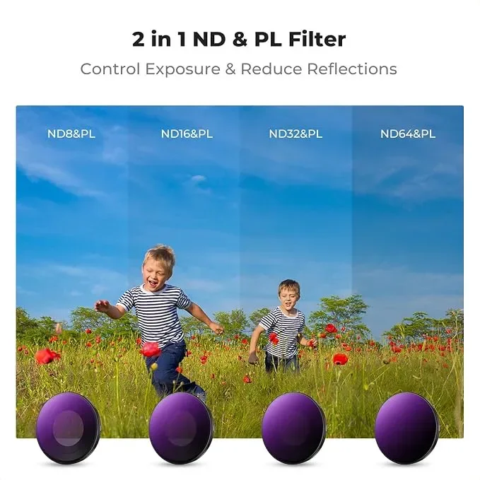 K&F CONCEPT ND/PL филтри комплект за Insta360 Go Ultra (ND8/PL+ ND16/PL+ ND64/PL ND3/PL+) – 4 броя — снимка 7