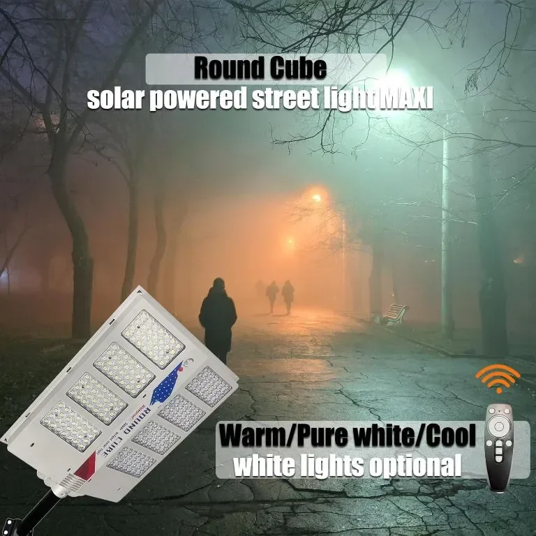 Round Cube LED соларна улична лампа, сензор за движение и дистанционно — снимка 5