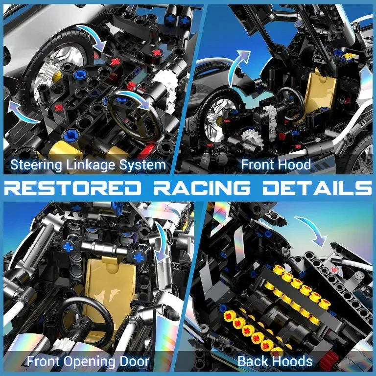 BAKA Technic Комплект за построяване на състезателна кола - V12 Speed ​​Model Cars Kit, 1314 части — снимка 3