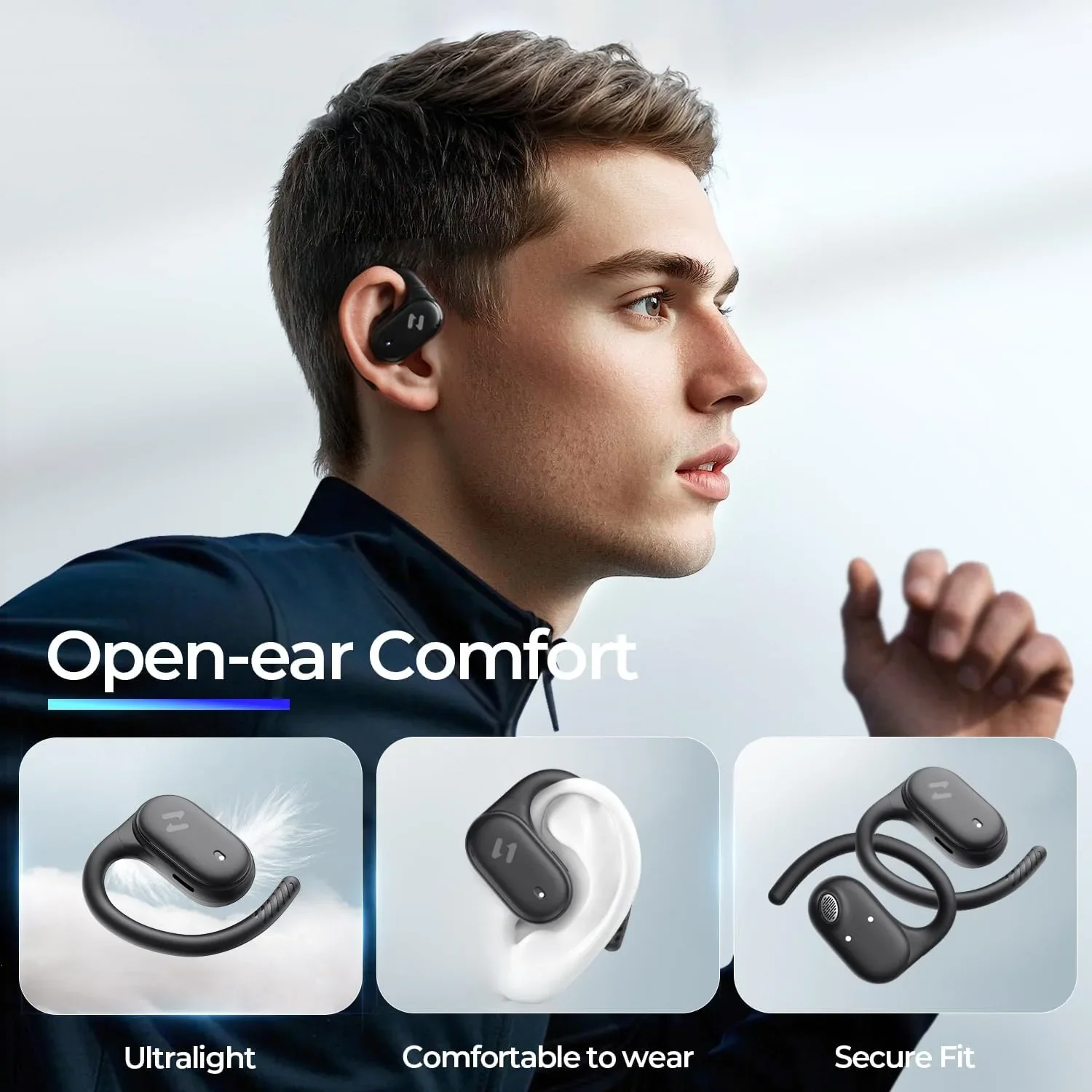 Havit OWS915 Open-Ear безжични Bluetooth слушалки с IPX5, 64ч живот на батерията и калъф за зареждане — снимка 2