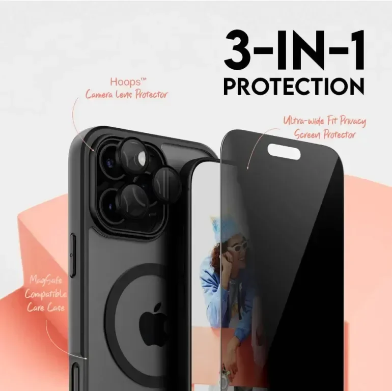 CARE BY PANZERGLASS® 3-в-1 защита на поверителността iPhone 16 Pro Max — снимка 2