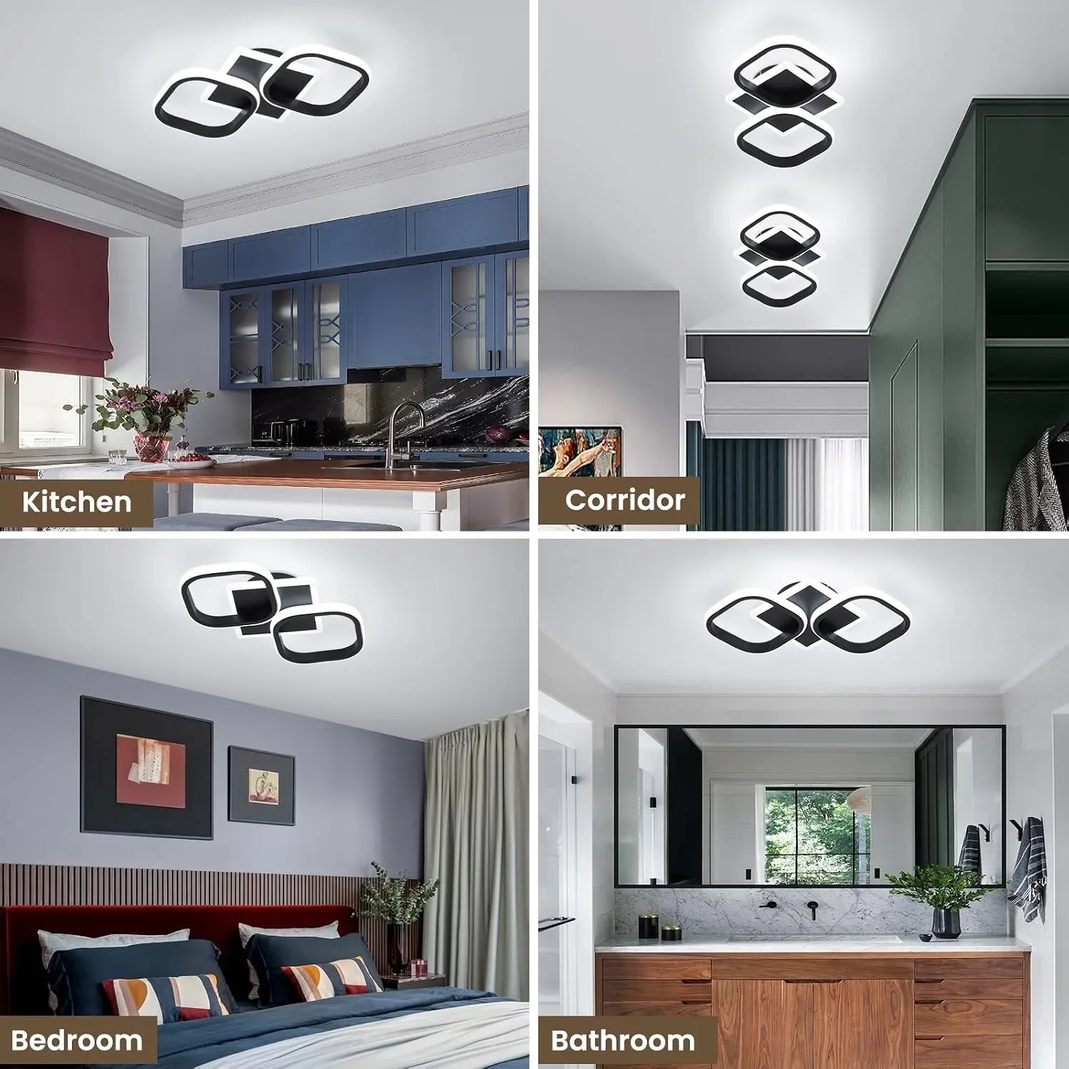 LED плафон/полилей за таван с две светещи модула 30W, 6000K, метал+силикон — снимка 5