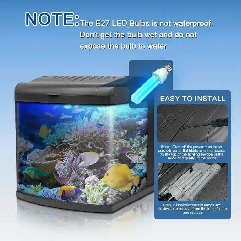 E27 10W LED крушка за аквариум, 48, 64 и 120 литра, идеална за осветление след залез слънце — снимка 2