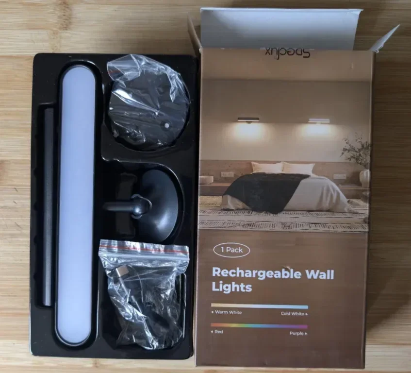 Speclux LED стенна лампа с батерия 7500mAh, 15 RGB цвята, въртене на 360°, (1 брой, черна) — снимка 9