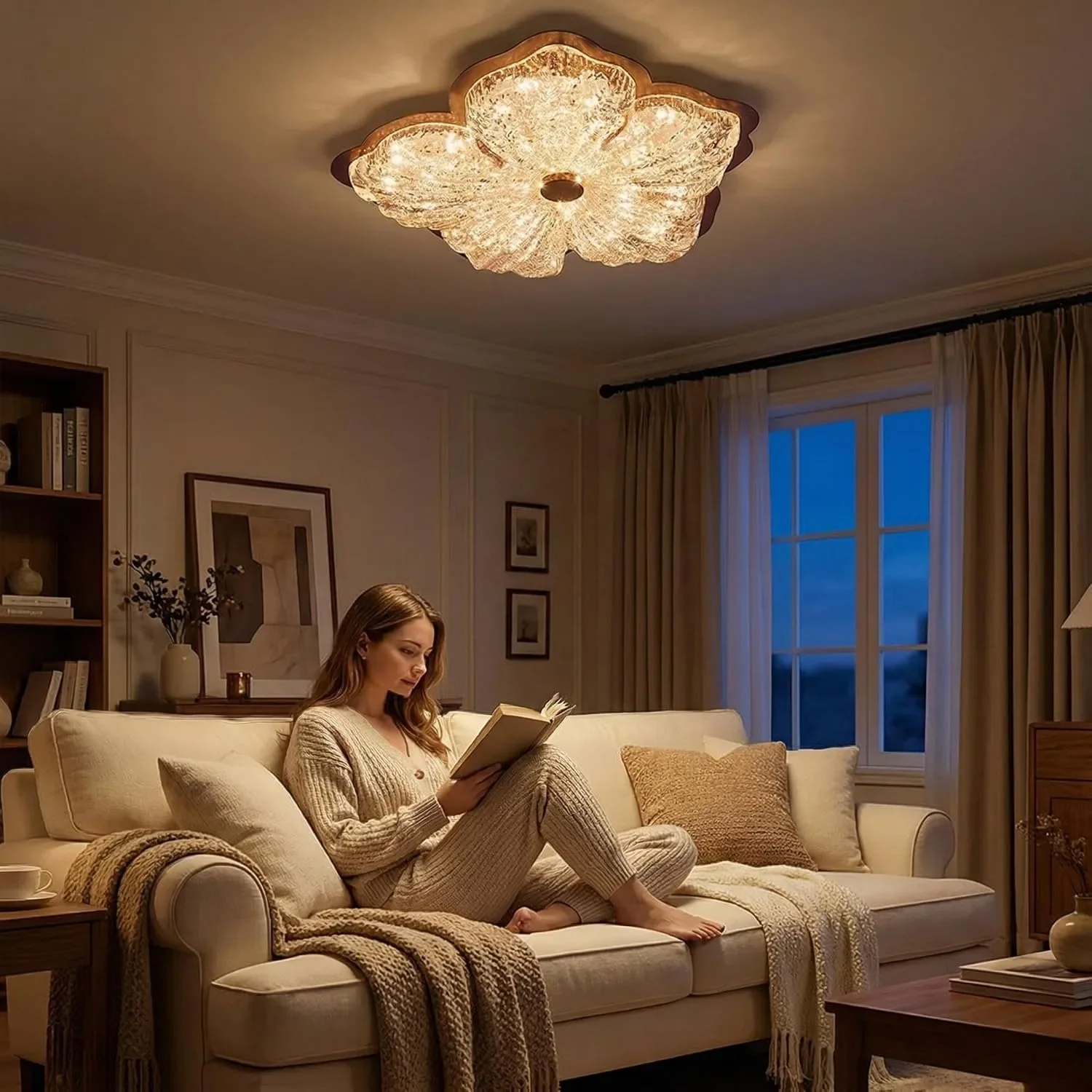 LED таванна лампа цвете 72 W с дистанционно, приложение и димиране 40 см с цветова температура — снимка 7