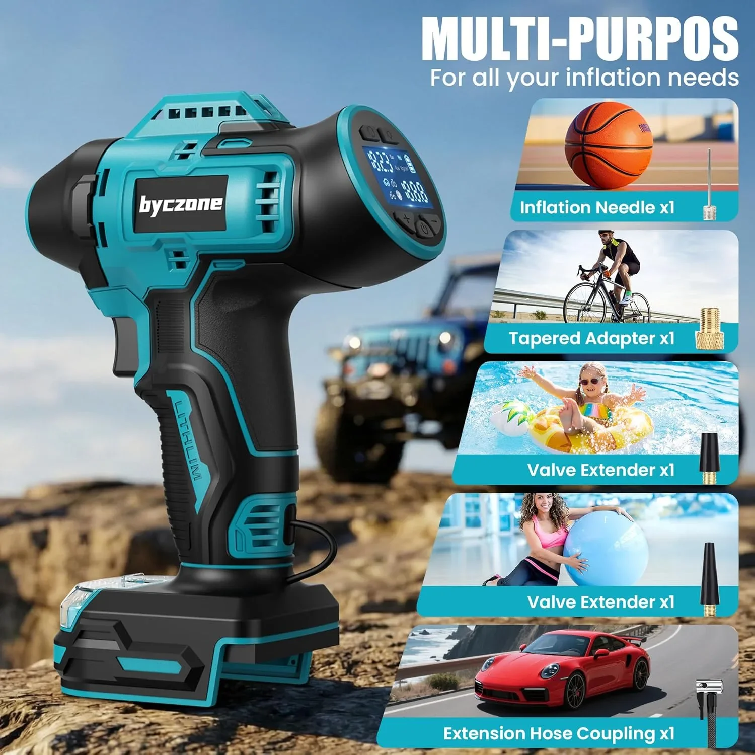 Безжичен въздушен компресор 160 PSI с LCD манометър за Makita 18V (без батерия) — снимка 7