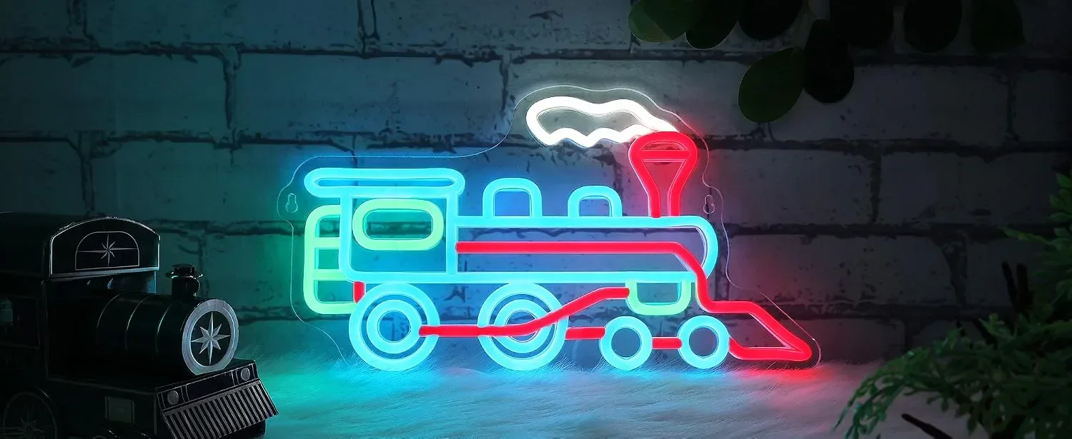 Цветен LED неон с парен локомотив, USB захранване и димиране — снимка 2