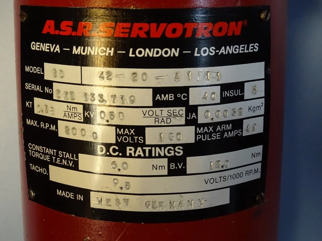 Сервомотор A.S.R. SERVOTRON SD43-20-A1/11 DC servomotor 12 Nm — снимка 2