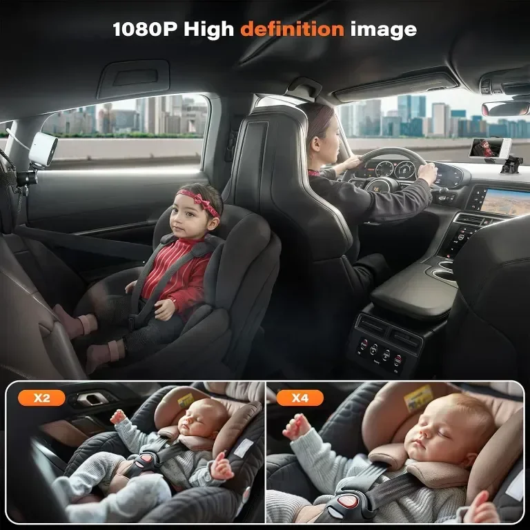 APPS2Car Бебефон 2 в 1, 5'' дисплей 1080p Full HD камера нощно виждане — снимка 5