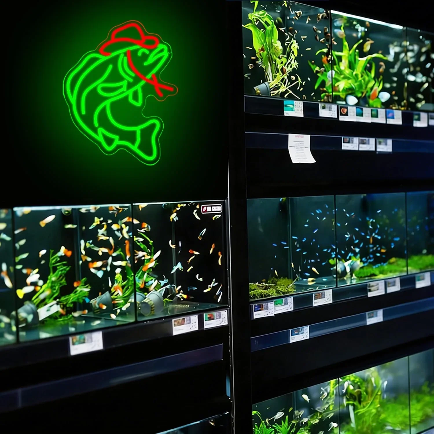 LED неонова табела за стена – каубой риба с USB захранване и димер, декорация за двор и фасада — снимка 3