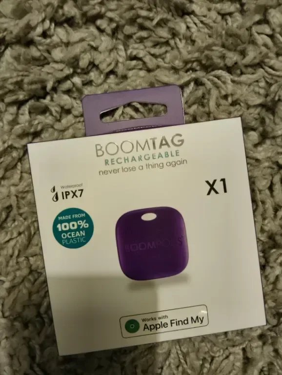 Boompods Boomtag Bluetooth устройство за проследяване, тракер, съвместим с Apple Find My App, лилав — снимка 8
