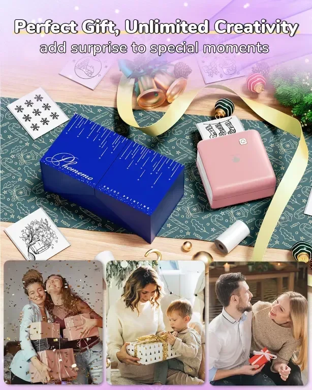 Принтер Phomemo P2S, мини термален принтер за смартфон, Bluetooth, 3 ролки хартия — снимка 2