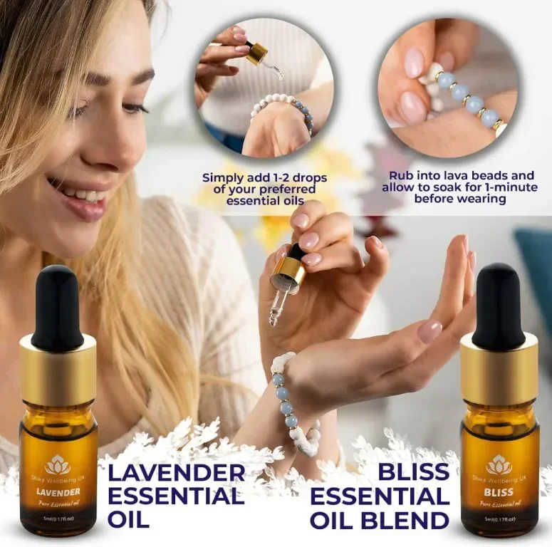 Shika Wellbeing Релаксиращ подарък за жени Lava Rock Healing Diffuser Гривна за тревожност — снимка 4