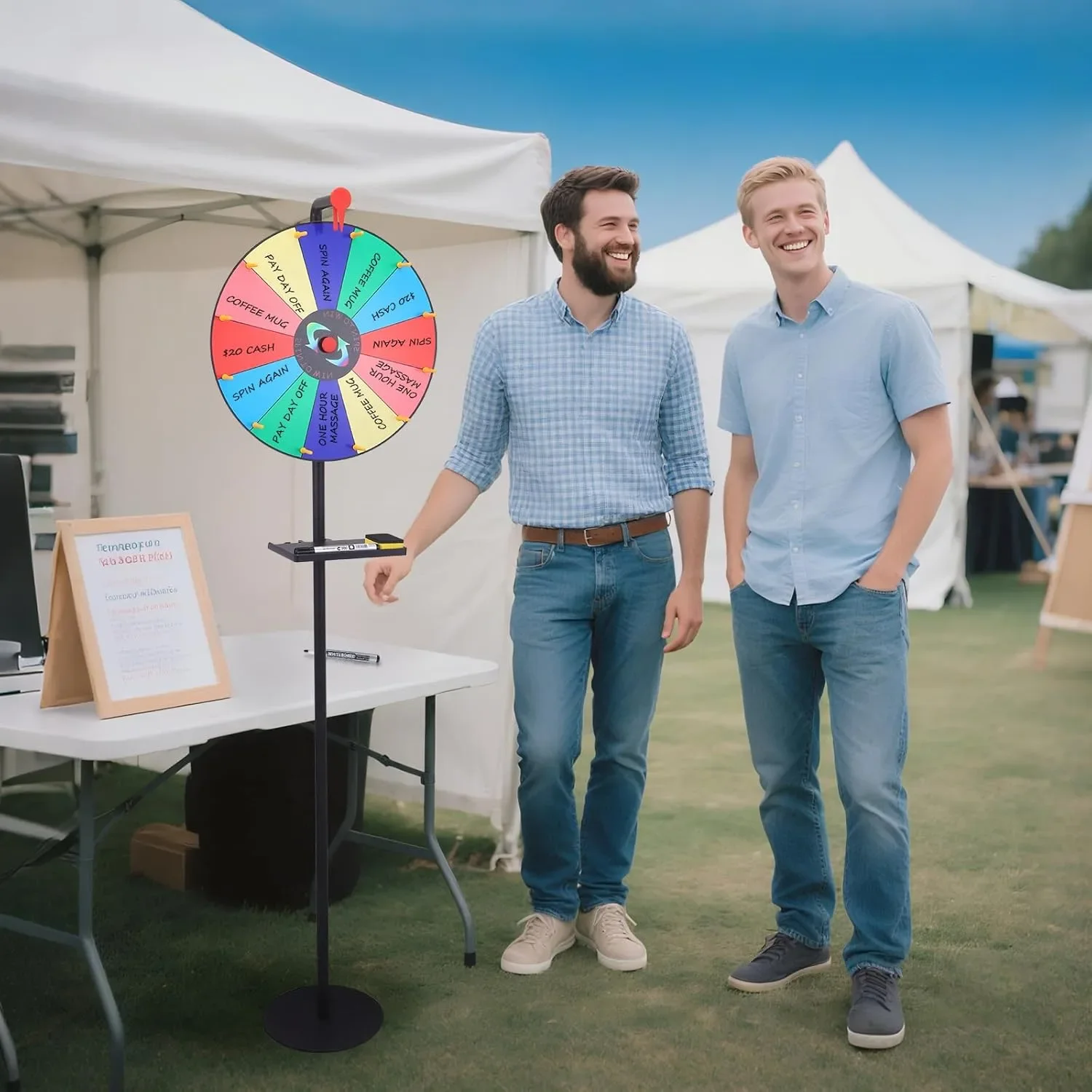 Колело на късмета въртящо се колело за томбола/игра с маркери и стойка (Prize Wheel) — снимка 7