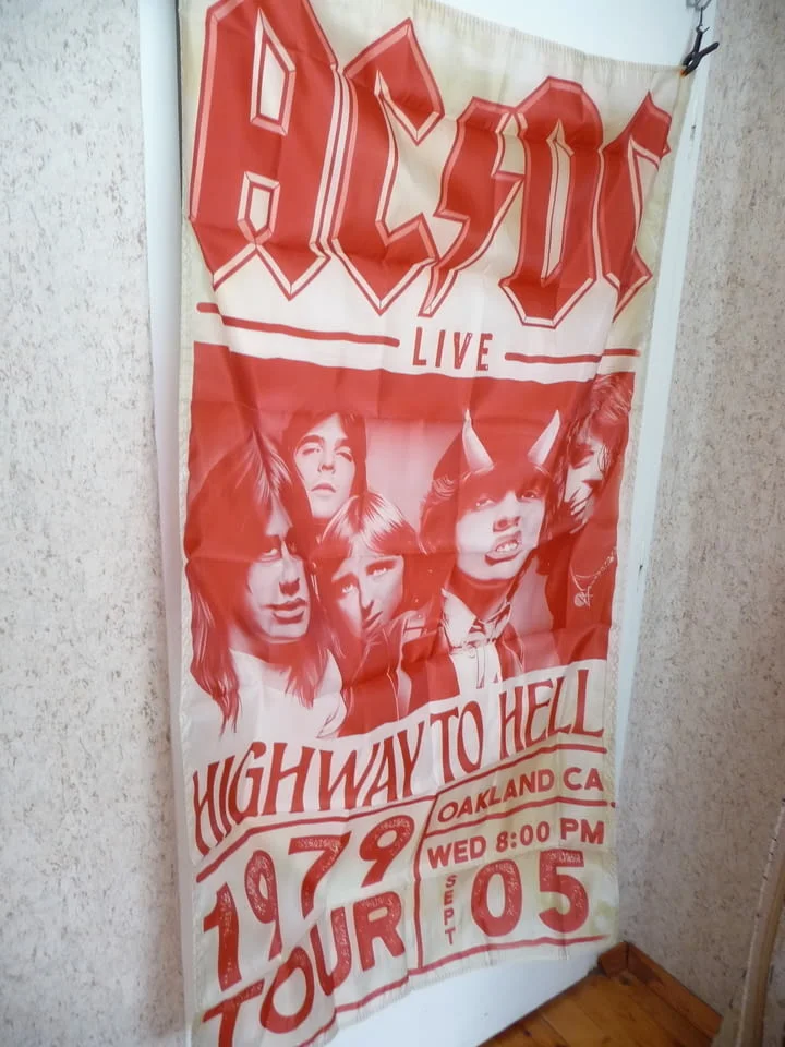 Знаме AC/DC Highway to Hell Live 1979 Tour на живо концерт хеви метъл рок музика китари хитове класа — снимка 2