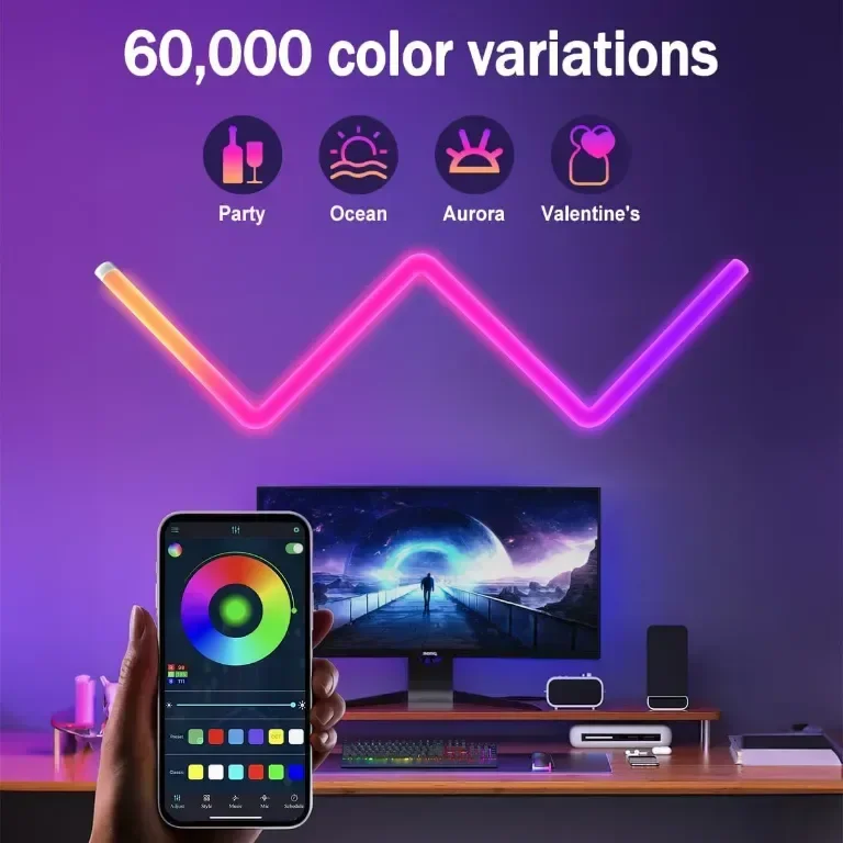 Интелигентни LED светлинни ленти, синхронизиране на музика, управление от Bluetooth APP — снимка 2