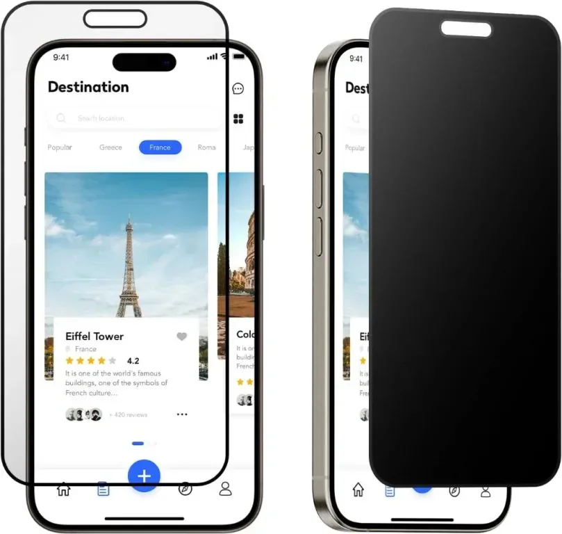 Flexklearglass®Подвижен и многократно използваем протектор за поверителност за iPhone 15 pro max