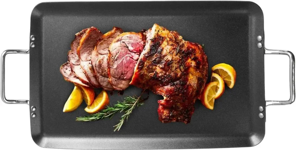 Kitchen King Griddle Plate Двустранна незалепваща плоча за барбекю и фурна, 50 X 28 см