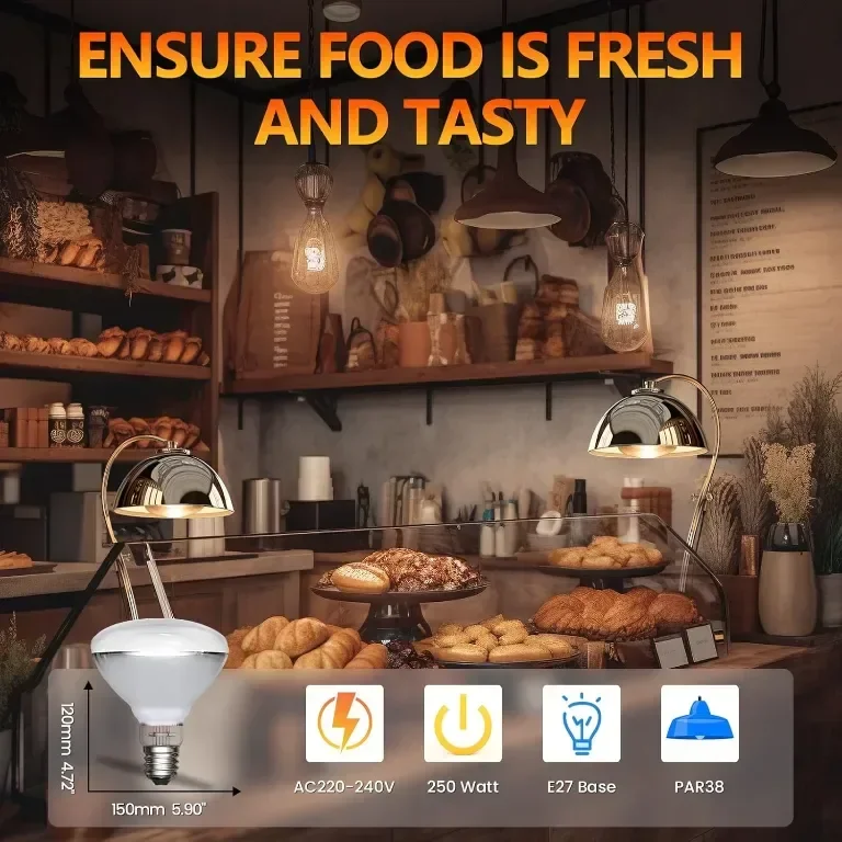 BrightArk 250W крушка за нагряване на храна, E27 — снимка 6