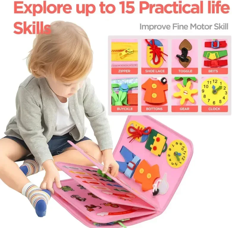EVERGD Busy Board Montessori Универсална 7 в 1 образователна дъска, (еднорог, 3 слоя) — снимка 5