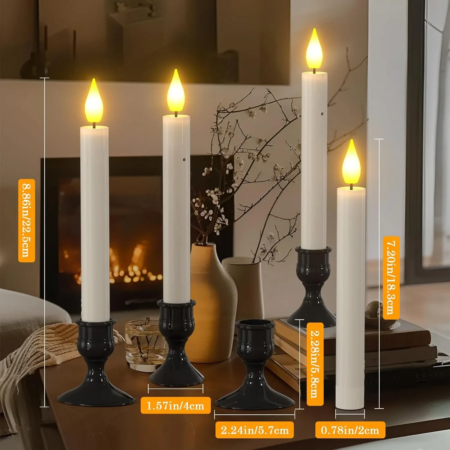 PChero LED конусовидни свещи със сензор от здрач до зори, 10 бр., безпламъчни с батерии — снимка 4