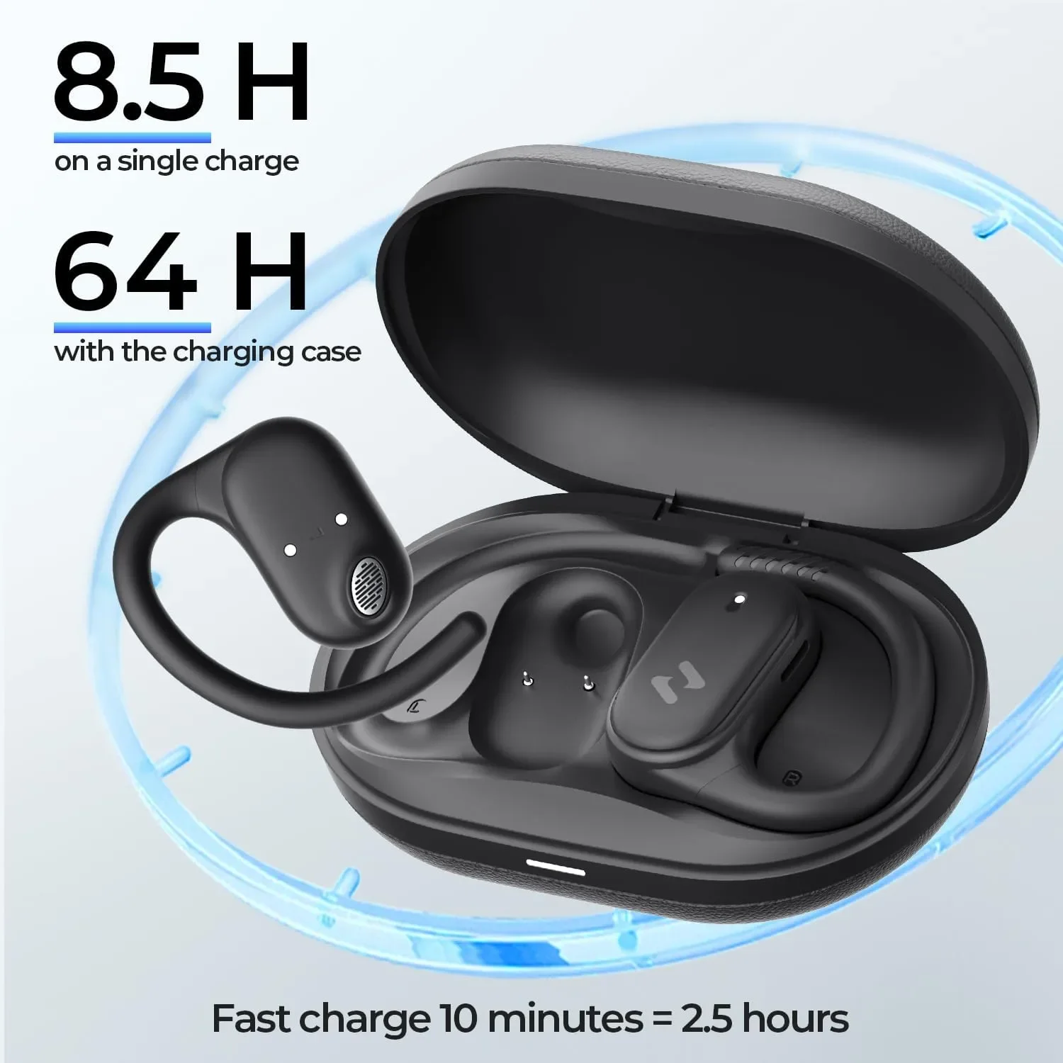 Havit OWS915 Open-Ear безжични Bluetooth слушалки с IPX5, 64ч живот на батерията и калъф за зареждане — снимка 5