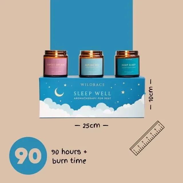 WILDRACE Подаръчен комплект свещи Sleep Well, ръчно изляти луксозни със 100% етерични масла — снимка 7
