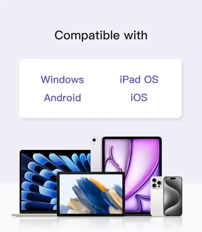 Клавиатура Inateck с тъчпад, AI функция, ултратънка Bluetooth за Windows/iPadOS/Android/iOS,KB01104 — снимка 6