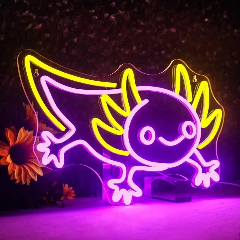 LUCUNSTAR LED неонов знак Salamander, захранван от USB, лилава LED неонова табела — снимка 7