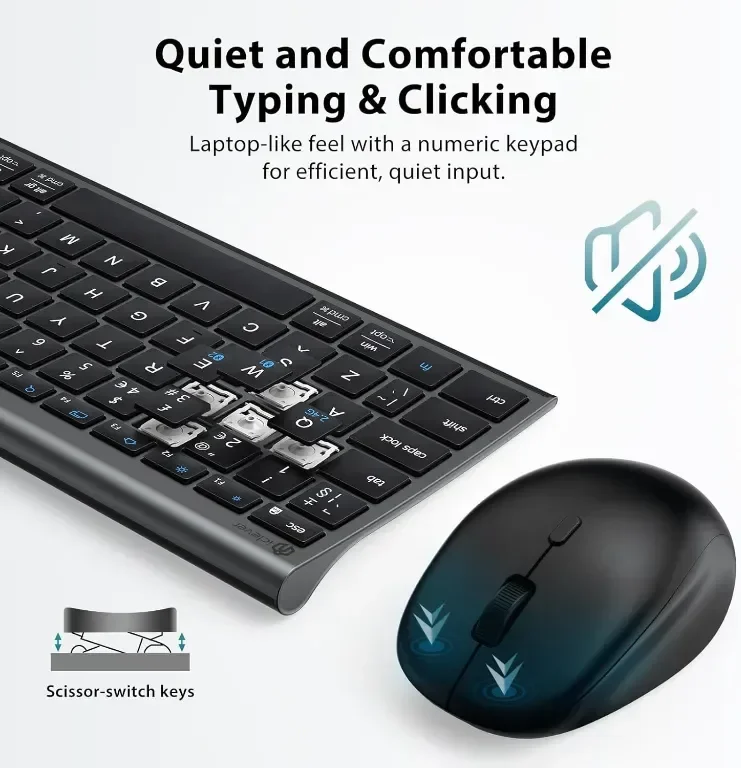 Комплект безжична Bluetooth клавиатура и мишка iClever, акумулаторна с двоен режим (Bluetooth+2.4G) — снимка 4