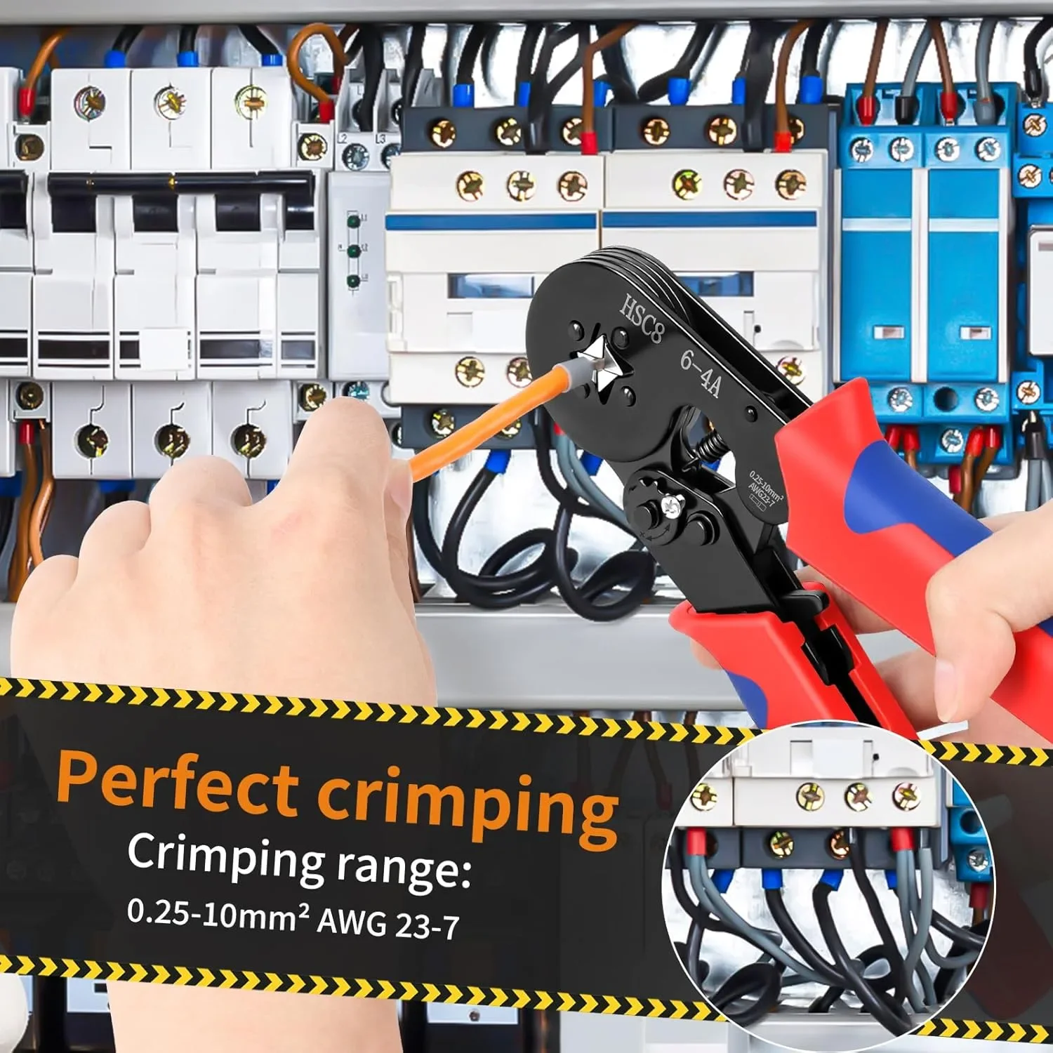 Комплект клещи за кримпване на ферули с клемни конектори 0.25–10 mm² (AWG 23–7) – 1400 части — снимка 4