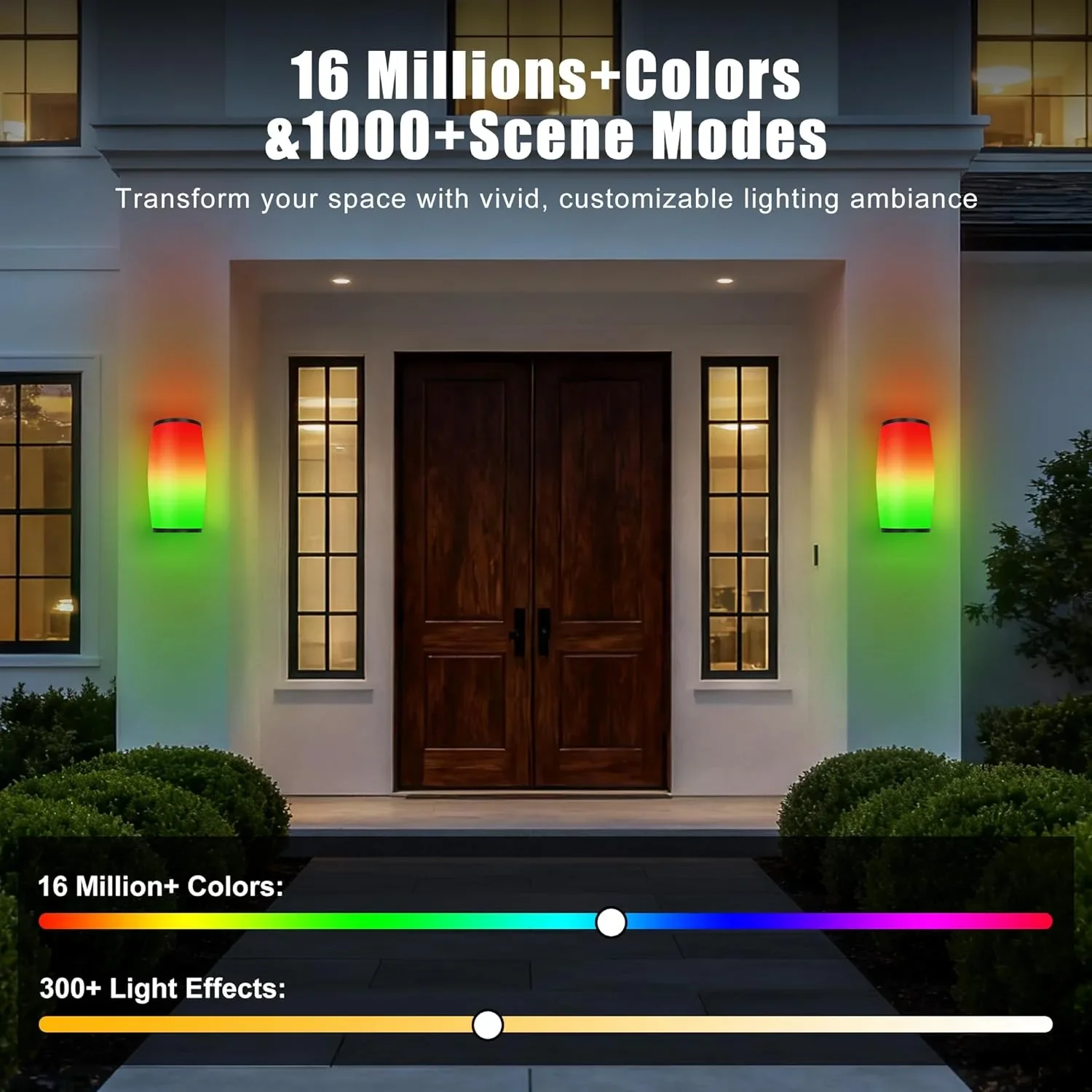 Смарт външни LED аплици/стенни лампи за монтаж (RGB, Wi‑Fi + дистанционно) — снимка 4