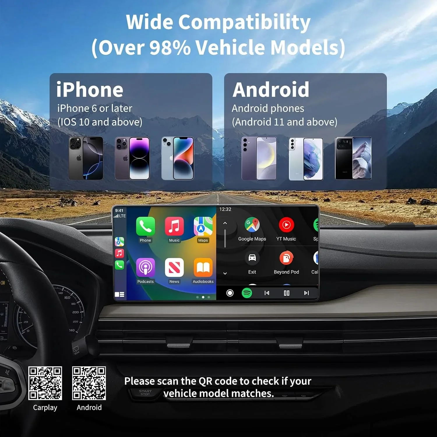 ACMOUNT 2-в-1 безжичен CarPlay и Wireless Android Auto адаптер (iOS 10+ / Android 11+) — снимка 4