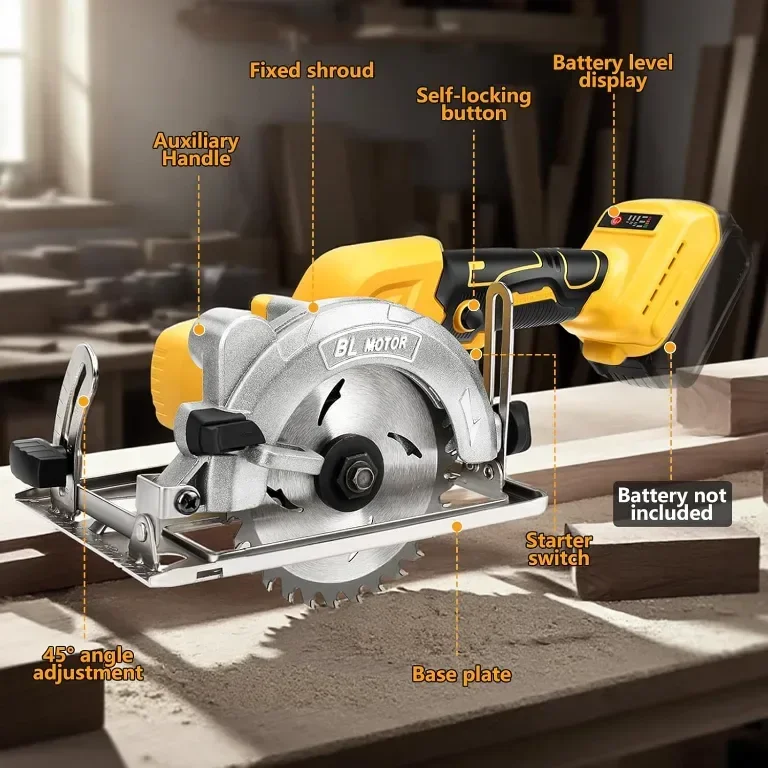 12,5 см Акумулаторен циркуляр, съвместим с батерия Dewalt 20V, 3 диска, 9500 об/мин - без батерия — снимка 5